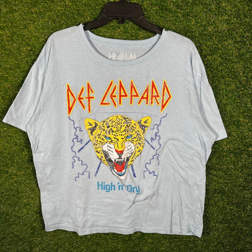 Def Leppard High n Dry‎ Graphic T Shirt XXL Light Blue Band Tee 2024 Licensed